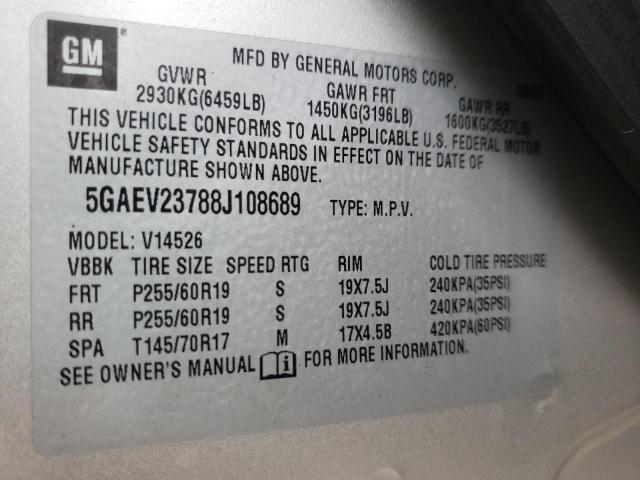 Photo 10 from auction – 2008 BUICK ENCLAVE CX with VIN 5GAEV23788J108689