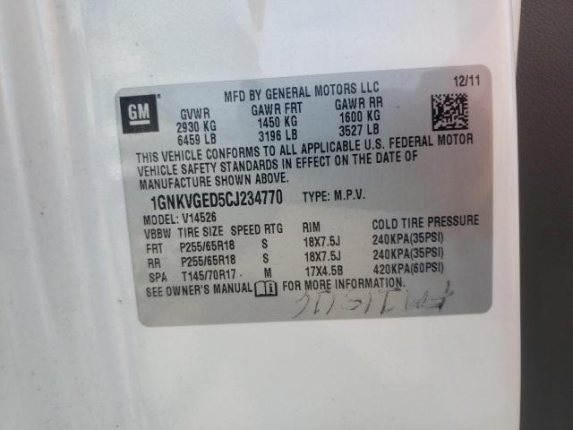 Photo 10 from auction – 2012 CHEVROLET TRAVERSE L with VIN 1GNKVGED5CJ234770