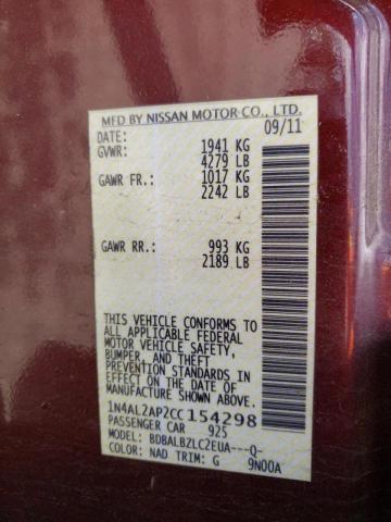 Photo 10 from auction – 2012 NISSAN ALTIMA with VIN 1N4AL2AP2CC154298