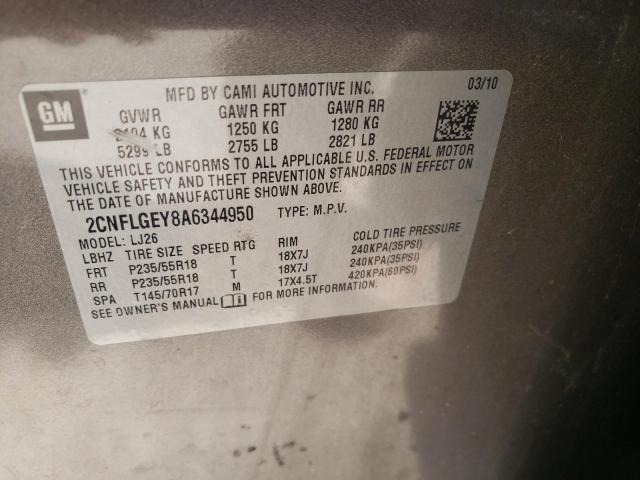 Photo 10 from auction – 2010 CHEVROLET EQUINOX LT with VIN 2CNFLGEY8A6344950