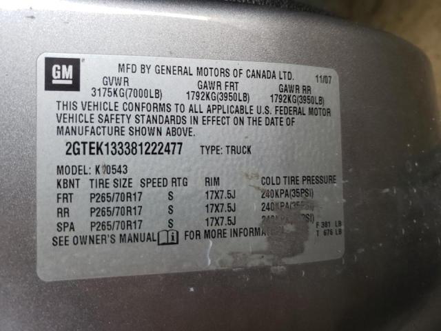 Photo 10 from auction – 2008 GMC SIERRA K15 with VIN 2GTEK133381222477