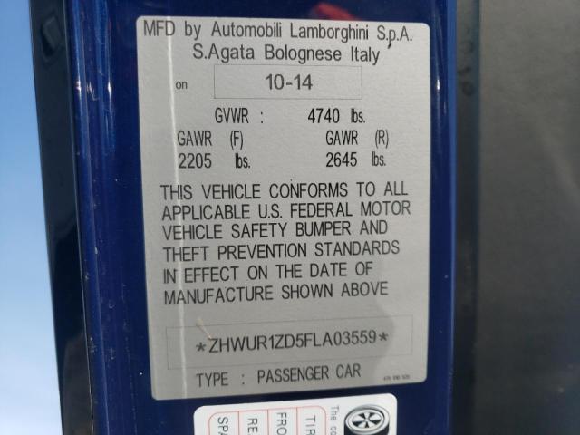 Photo 10 from auction – 2015 LAMBORGHINI AVENTADOR with VIN ZHWUR1ZD5FLA03559