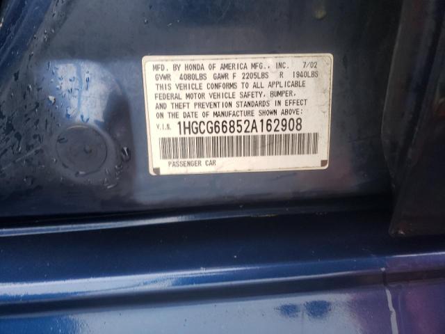 Photo 10 from auction – 2002 HONDA ACCORD EX with VIN 1HGCG66852A162908