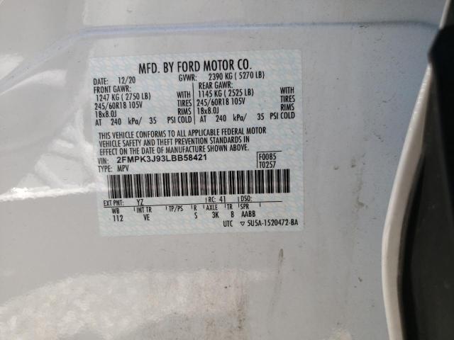 Photo 10 from auction – 2020 FORD EDGE SEL with VIN 2FMPK3J93LBB58421