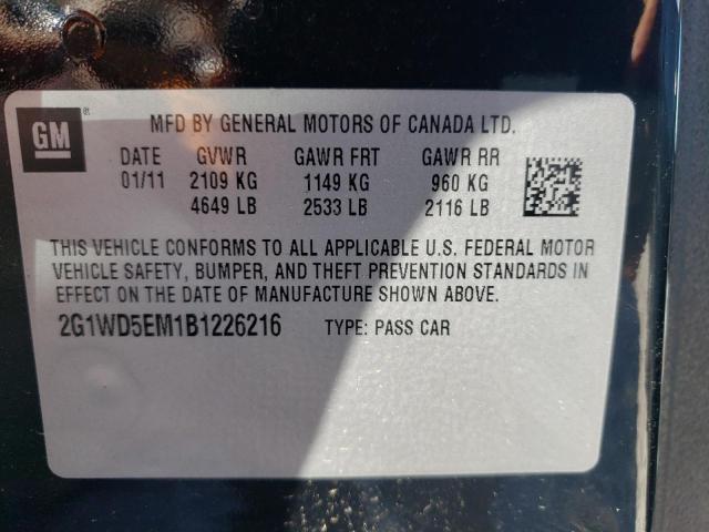 Photo 10 from auction – 2011 CHEVROLET IMPALA POL with VIN 2G1WD5EM1B1226216