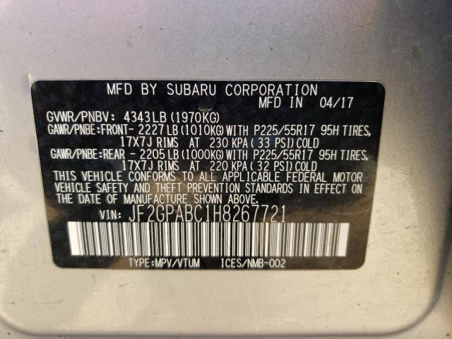 Photo 10 from auction – 2017 SUBARU CROSSTREK with VIN JF2GPABC1H8267721