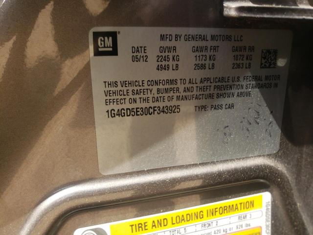 Photo 10 from auction – 2012 BUICK LACROSSE P with VIN 1G4GD5E30CF343925