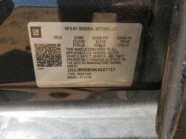 Photo 10 from auction – 2019 CHEVROLET SONIC LS with VIN 1G1JB5SBXK4107717