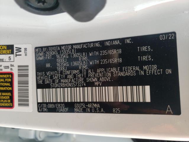 Photo 10 from auction – 2022 TOYOTA HIGHLANDER with VIN 5TDHZRBH0NS573274