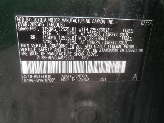 Photo 10 from auction – 2013 TOYOTA RAV4 LE with VIN 2T3BFREV0DW072303