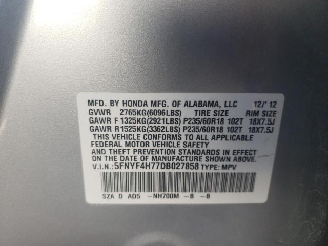 Photo 10 from auction – 2013 HONDA PILOT EXLN with VIN 5FNYF4H77DB027858