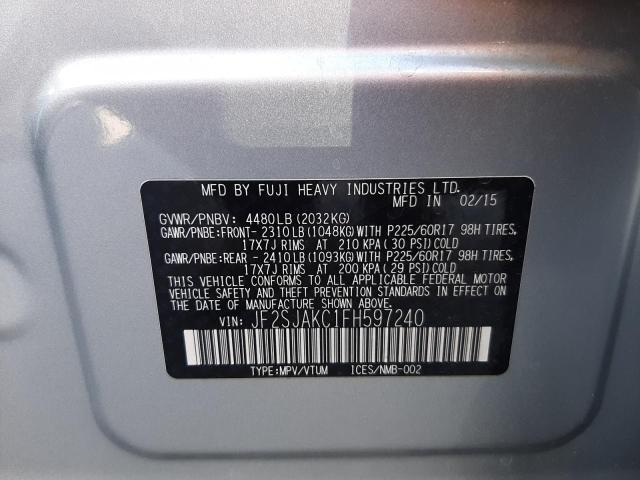 Photo 10 from auction – 2015 SUBARU FORESTER 2 with VIN JF2SJAKC1FH597240