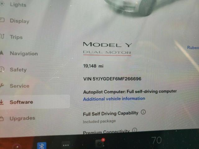 Photo 8 from auction – 2021 TESLA MODEL Y with VIN 5YJYGDEF6MF266696