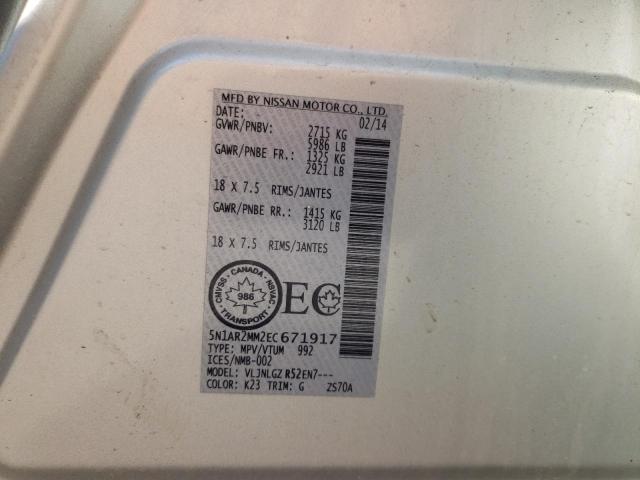 Photo 10 from auction – 2014 NISSAN PATHFINDER with VIN 5N1AR2MM2EC671917