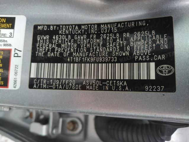 Photo 10 from auction – 2015 TOYOTA CAMRY LE with VIN 4T1BF1FK9FU939733