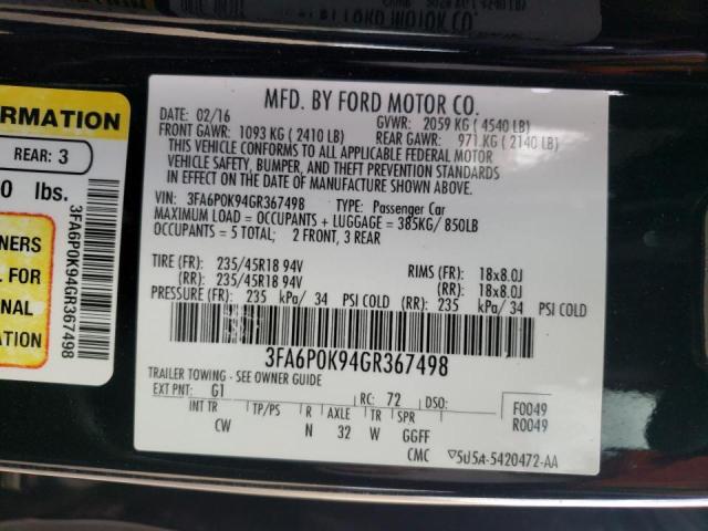 Photo 10 from auction – 2016 FORD FUSION TIT with VIN 3FA6P0K94GR367498