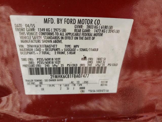 Photo 10 from auction – 2015 FORD FLEX SEL with VIN 2FMHK6C81FBA07477
