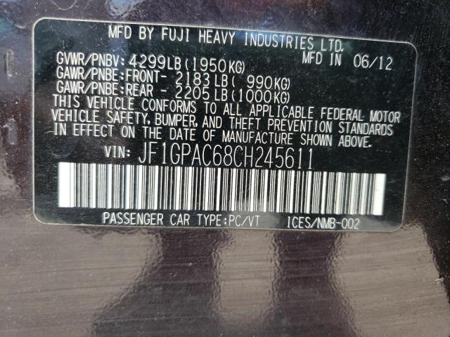 Photo 10 from auction – 2012 SUBARU IMPREZA PR with VIN JF1GPAC68CH245611
