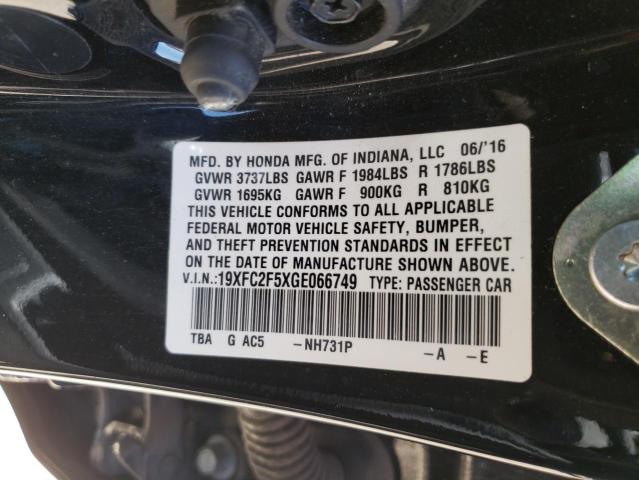 Photo 10 from auction – 2016 HONDA CIVIC LX with VIN 19XFC2F5XGE066749