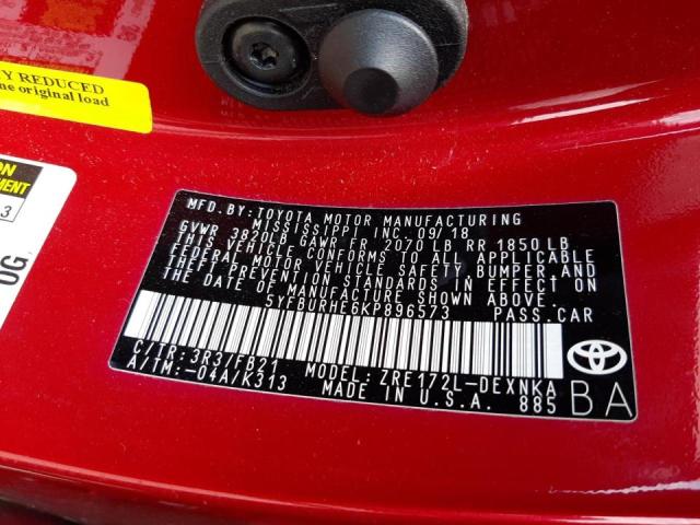 Photo 10 from auction – 2019 TOYOTA COROLLA L with VIN 5YFBURHE6KP896573