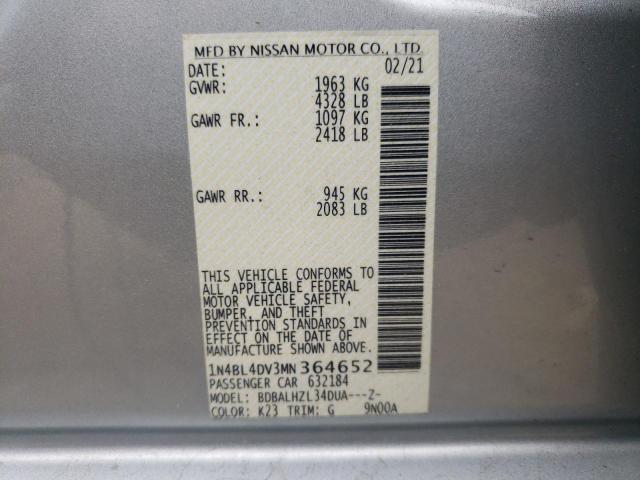 Photo 10 from auction – 2021 NISSAN ALTIMA SV with VIN 1N4BL4DV3MN364652