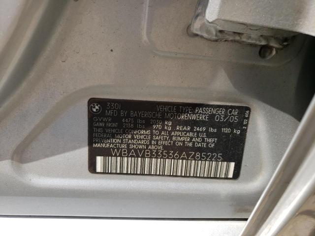 Photo 10 from auction – 2006 BMW 330 I with VIN WBAVB33536AZ85225