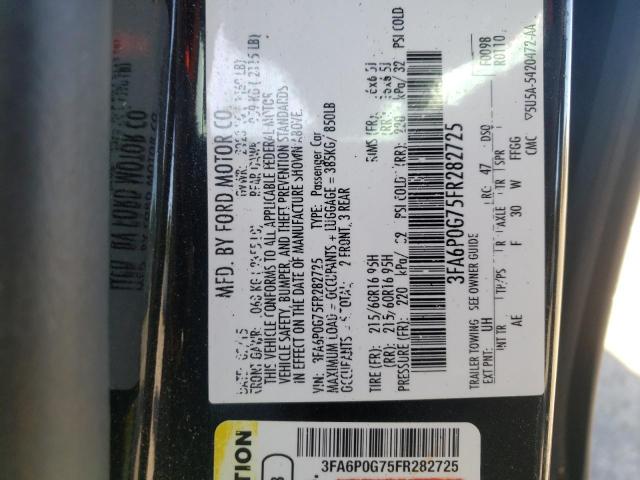 Photo 10 from auction – 2015 FORD FUSION S with VIN 3FA6P0G75FR282725
