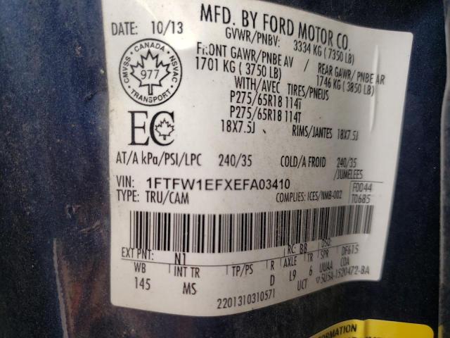 Photo 10 from auction – 2014 FORD F150 SUPER with VIN 1FTFW1EFXEFA03410