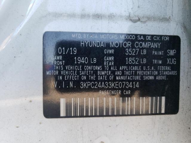 Photo 10 from auction – 2019 HYUNDAI ACCENT SE with VIN 3KPC24A33KE073414