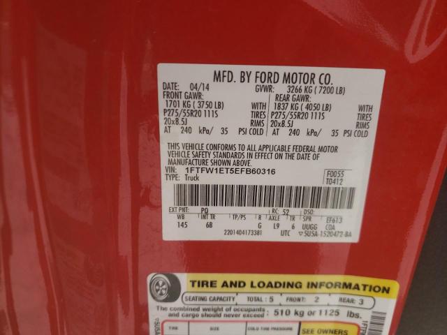 Photo 10 from auction – 2014 FORD F150 SUPER with VIN 1FTFW1ET5EFB60316