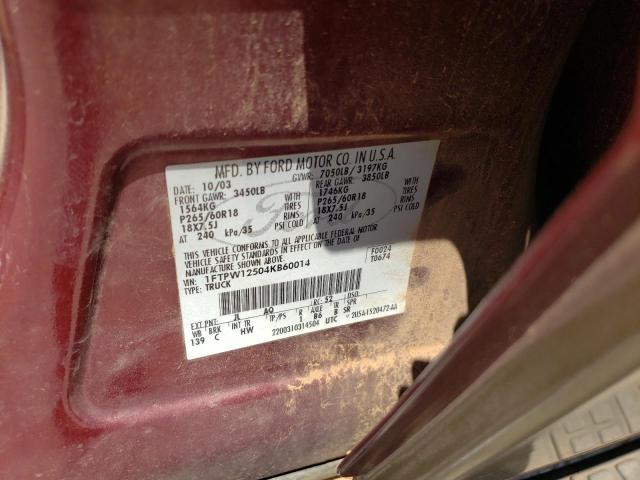 Photo 10 from auction – 2004 FORD F150 SUPER with VIN 1FTPW12504KB60014