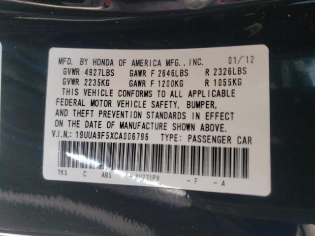 Photo 10 from auction – 2012 ACURA TL with VIN 19UUA9F5XCA006796