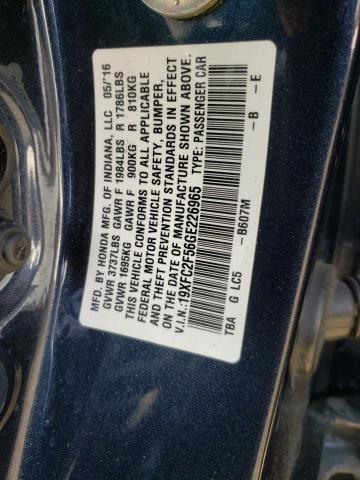 Photo 10 from auction – 2016 HONDA CIVIC LX with VIN 19XFC2F56GE226965