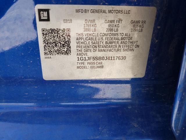 Photo 10 from auction – 2018 CHEVROLET SONIC PREM with VIN 1G1JF5SB0J4117630