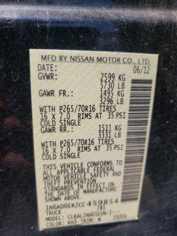 Photo 10 from auction – 2012 NISSAN FRONTIER S with VIN 1N6AD0ER2CC459854