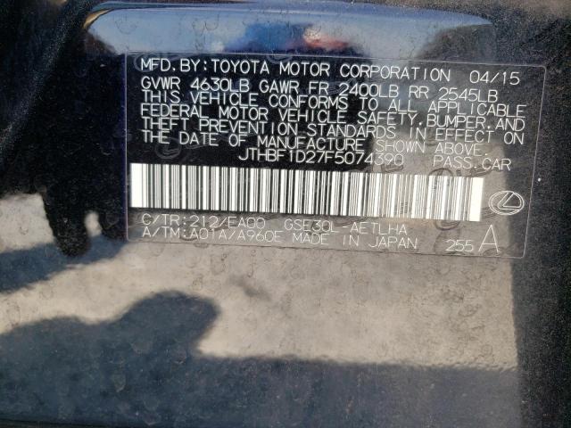 Photo 10 from auction – 2015 LEXUS IS 250 with VIN JTHBF1D27F5074390