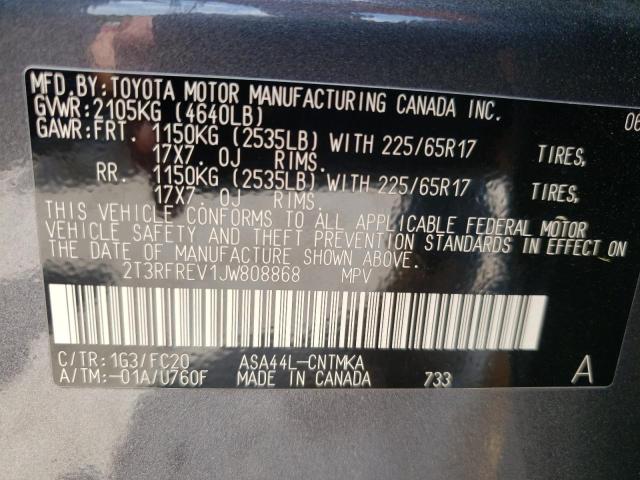 Photo 10 from auction – 2018 TOYOTA RAV4 ADVEN with VIN 2T3RFREV1JW808868