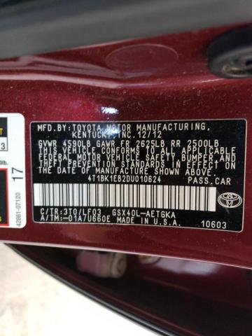 Photo 10 from auction – 2013 TOYOTA AVALON BAS with VIN 4T1BK1EB2DU010624
