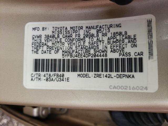 Photo 10 from auction – 2013 TOYOTA COROLLA BA with VIN 5YFBU4EE4DP204448