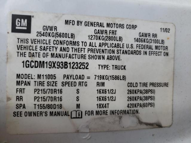 Photo 10 from auction – 2003 CHEVROLET ASTRO with VIN 1GCDM19X93B123252