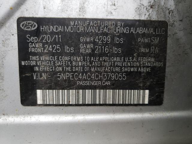 Photo 10 from auction – 2012 HYUNDAI SONATA SE with VIN 5NPEC4AC4CH379055