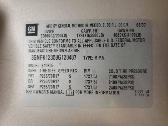 Photo 10 from auction – 2008 CHEVROLET AVALANCHE with VIN 3GNFK12358G120487