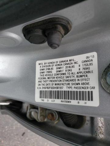 Photo 10 from auction – 2013 HONDA CIVIC LX with VIN 2HGFB2F50DH581957