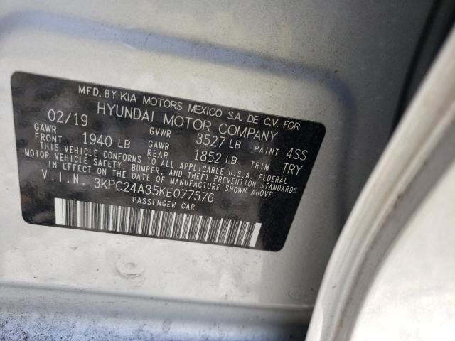 Photo 10 from auction – 2019 HYUNDAI ACCENT SE with VIN 3KPC24A35KE077576
