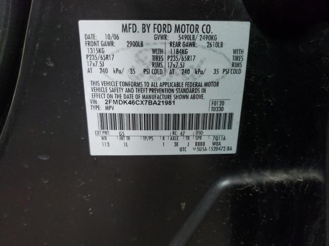 Photo 10 from auction – 2007 FORD EDGE SE with VIN 2FMDK46CX7BA21981