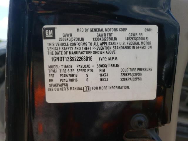 Photo 10 from auction – 2002 CHEVROLET TRAILBLAZE with VIN 1GNDT13S922263016