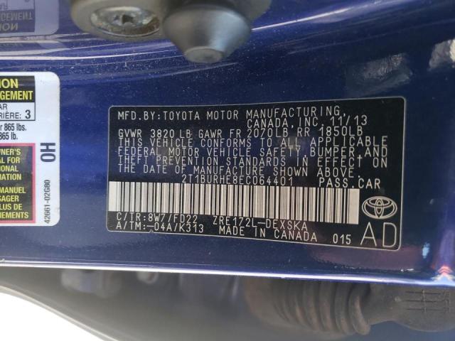 Photo 10 from auction – 2014 TOYOTA COROLLA L with VIN 2T1BURHE8EC064401
