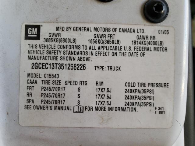 Photo 10 from auction – 2005 CHEVROLET SILVERADO with VIN 2GCEC13T351258226