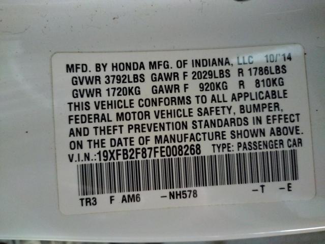 Photo 10 from auction – 2015 HONDA CIVIC EX with VIN 19XFB2F87FE008268