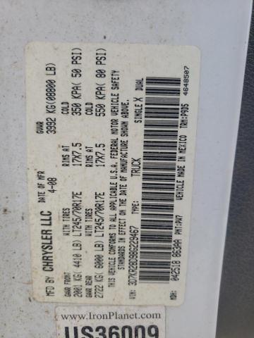 Photo 10 from auction – 2008 DODGE RAM 2500 S with VIN 3D7KR28D98G229467